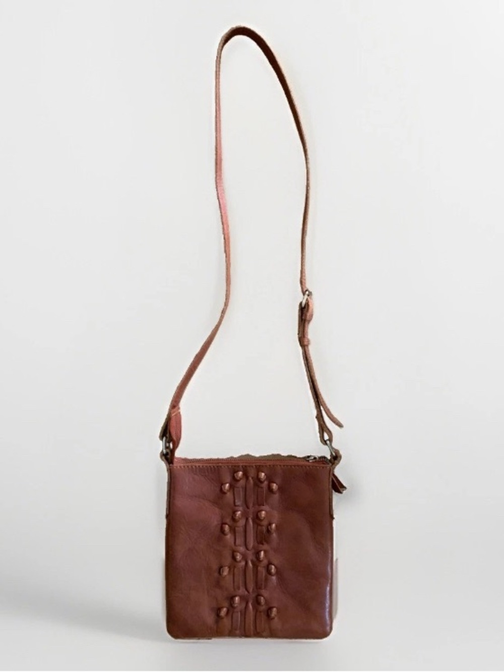 Noonday Collection Brown Leather Crossbody w braided accents festival Y2K Fall